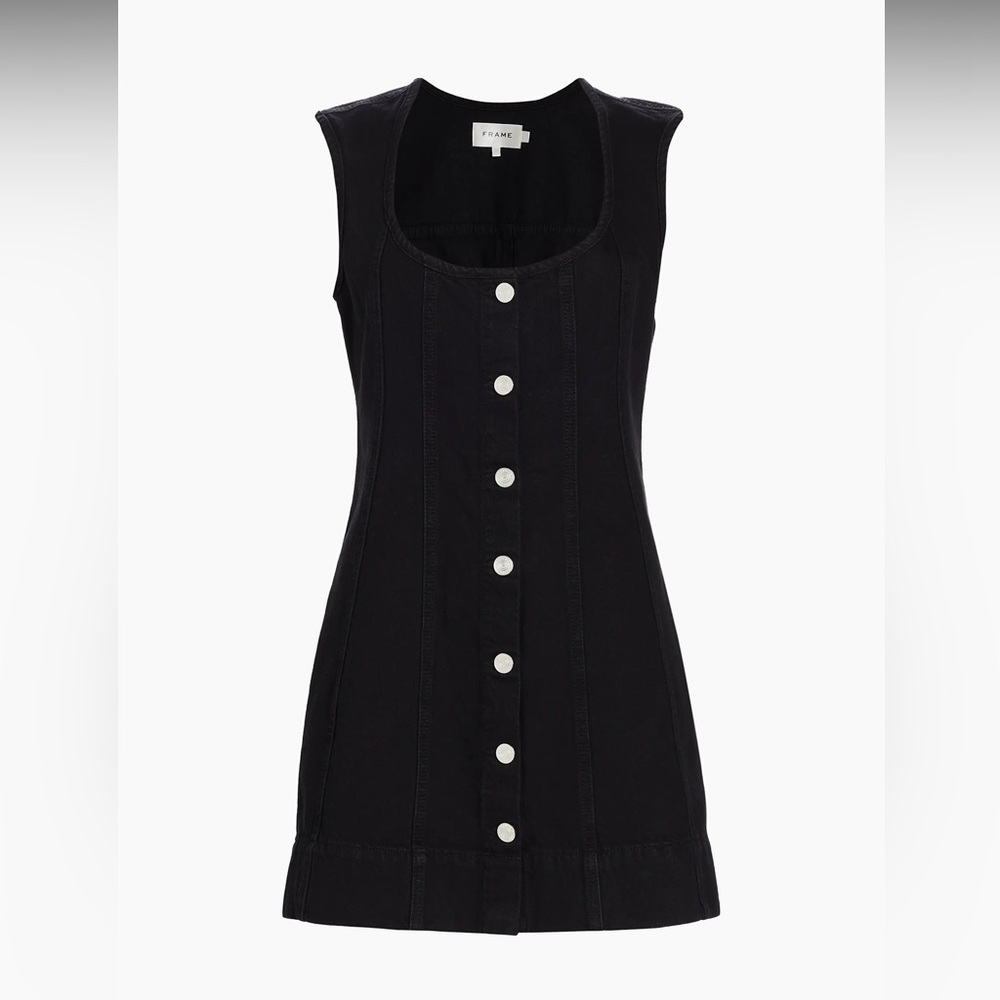Frame Denim Black Button-Front Mini Dress - Picture 2 of 6